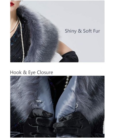 Women Faux fur Shawl Collar Neck warmer wrap scarf For Winter Coat Wedding Dress Grey $21.83 Accessories