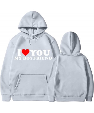 I Love My Boyfriend/Girlfriend Hoodie Lover Heart Sweatshirt Sweater Pullover Valentines Day Shirts J05-gray $9.89 Activewear