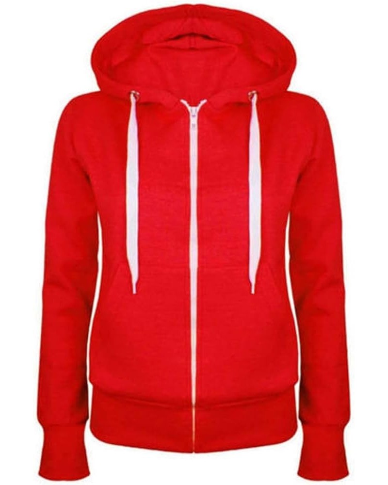 Women Long Sleeve Zip Up Comfy Hoodies Sweatshirts Solid Color Lightweight Hooded Tops Loose Fit Sweatshirt 06 Red $11.89 Hoo...