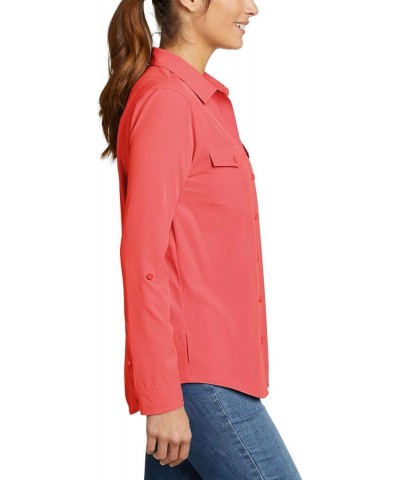 Womens Tops UPF 50+ UV Sun Protection Long-Sleeve Button Down Blouses Tops with Pockets - Red XX-Large $17.45 Blouses