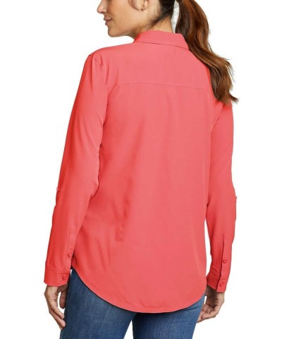 Womens Tops UPF 50+ UV Sun Protection Long-Sleeve Button Down Blouses Tops with Pockets - Red XX-Large $17.45 Blouses