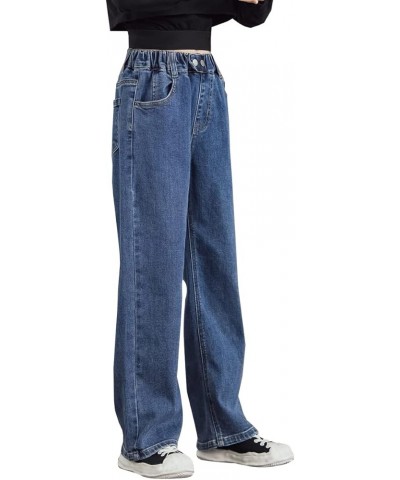 Girls Women's Casual Wide Leg Jeans, 4-14 Years S-XL Blue With Button $15.12 Jeans