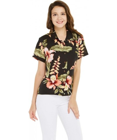 Women's Hawaiian Aloha Shirt in Rafelsia Rafelsia Black $20.21 Blouses