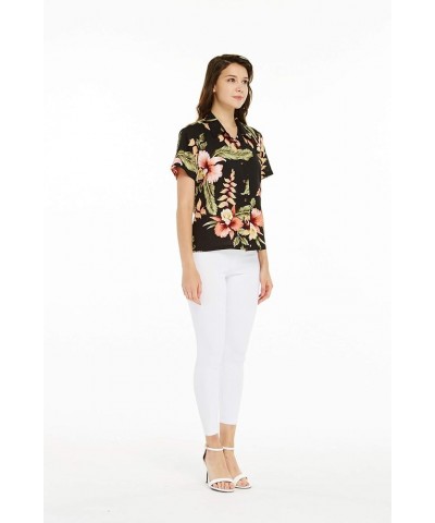 Women's Hawaiian Aloha Shirt in Rafelsia Rafelsia Black $20.21 Blouses