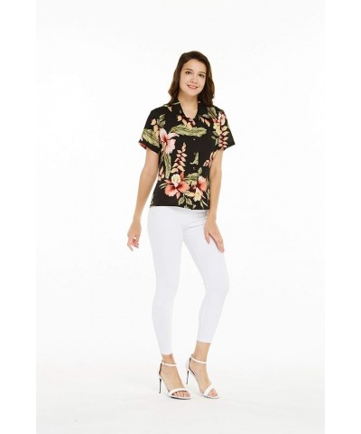 Women's Hawaiian Aloha Shirt in Rafelsia Rafelsia Black $20.21 Blouses