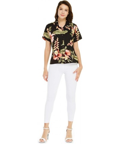 Women's Hawaiian Aloha Shirt in Rafelsia Rafelsia Black $20.21 Blouses