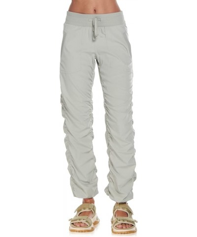 Women’s Woven Pant with Ribbed Waistband Front Pockets Adjustable Drawstr Grey $20.25 Activewear