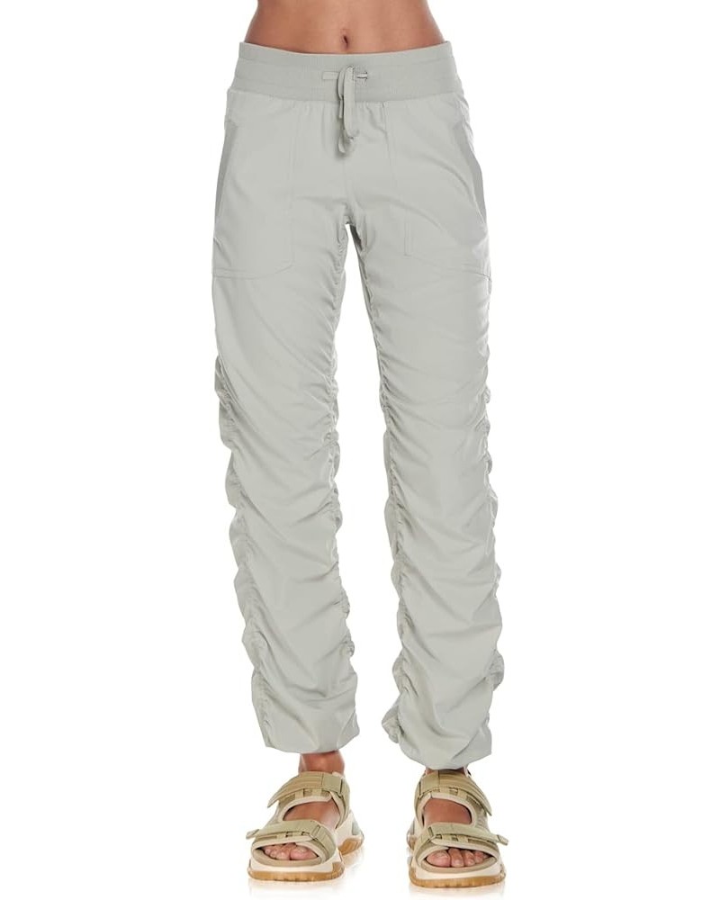 Women’s Woven Pant with Ribbed Waistband Front Pockets Adjustable Drawstr Grey $20.25 Activewear