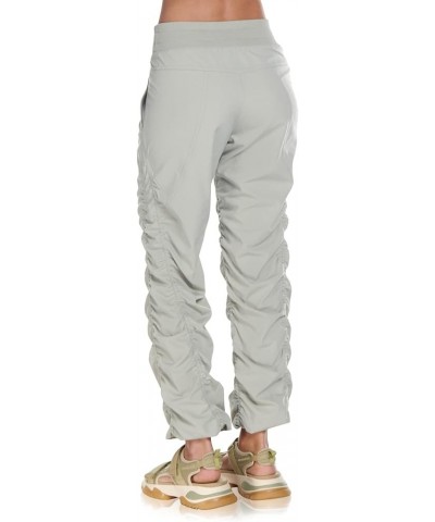 Women’s Woven Pant with Ribbed Waistband Front Pockets Adjustable Drawstr Grey $20.25 Activewear