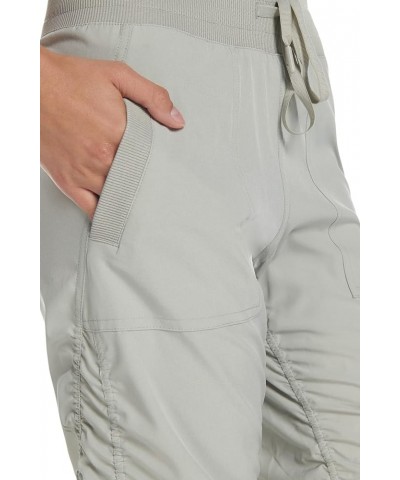 Women’s Woven Pant with Ribbed Waistband Front Pockets Adjustable Drawstr Grey $20.25 Activewear