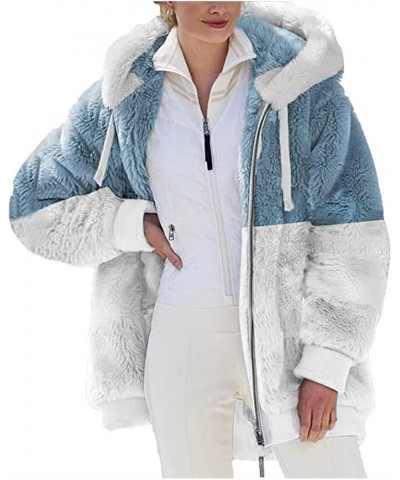 Winter Coats for Women,Casual Plus Size Fleece Jacket Loose Warm Outdoor Sherpa Lined Thick Coat Outwear Zip Up Hoodies Blue ...