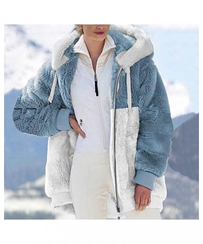 Winter Coats for Women,Casual Plus Size Fleece Jacket Loose Warm Outdoor Sherpa Lined Thick Coat Outwear Zip Up Hoodies Blue ...