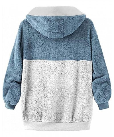 Winter Coats for Women,Casual Plus Size Fleece Jacket Loose Warm Outdoor Sherpa Lined Thick Coat Outwear Zip Up Hoodies Blue ...