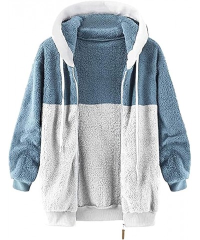 Winter Coats for Women,Casual Plus Size Fleece Jacket Loose Warm Outdoor Sherpa Lined Thick Coat Outwear Zip Up Hoodies Blue ...