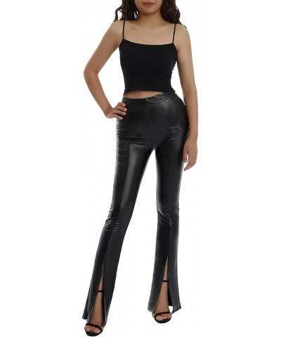 Leather Pants-Y2K Fashion High Waisted Bell Bottoms Wide Straight Leg Jeans Trousers for Women B-black $16.52 Jeans