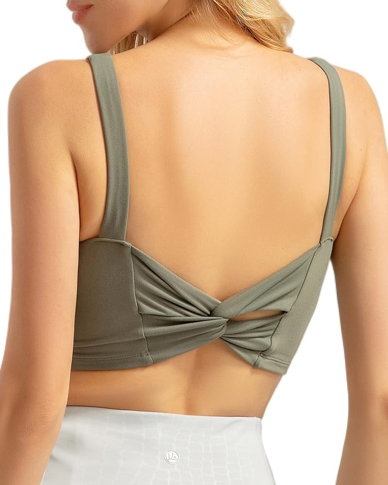 Padded Sports Bras for Women, Longline Cropped Tank Top Fitness Running Yoga Workout Crop Tops 7 Green $11.19 Lingerie