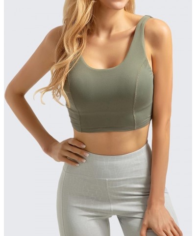 Padded Sports Bras for Women, Longline Cropped Tank Top Fitness Running Yoga Workout Crop Tops 7 Green $11.19 Lingerie