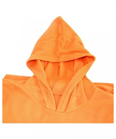 Cozy Comfort Elevated: Ultra Soft Polar Fleece Poncho in Vibrant Orange - Warm Pullover with Hood, Muff Pocket, Polyester Fle...