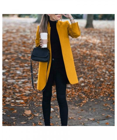 Winter Coats For Women, Womens Stand Collar Single Breasted Pea Coat Winter Wool Blend Over Coats Long Jackets Yellow $7.66 C...