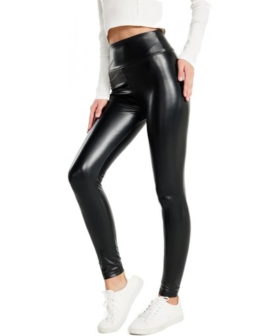 Womens Stretchy Faux Leather Leggings Sexy High Waisted Tights Black Black $8.22 Leggings