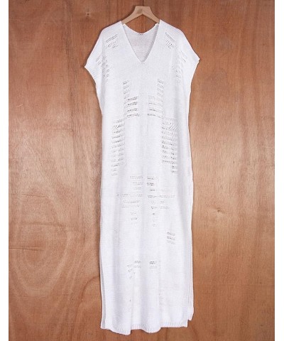 Women's Short Sleeve Long Swimsuit Cover Up Crochet Cover Ups Loose Beach Dress White 323 $15.18 Swimsuits