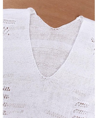 Women's Short Sleeve Long Swimsuit Cover Up Crochet Cover Ups Loose Beach Dress White 323 $15.18 Swimsuits