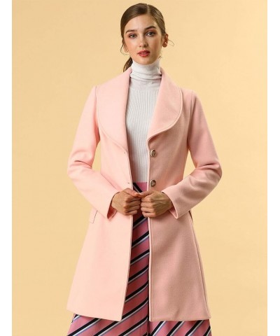 Women's Shawl Collar Outwear Winter Belted Single Breasted Coat Light Pink $31.08 Coats