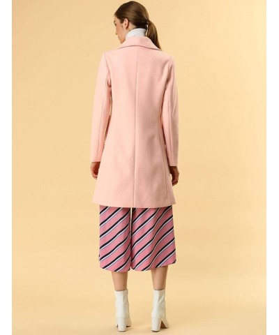 Women's Shawl Collar Outwear Winter Belted Single Breasted Coat Light Pink $31.08 Coats