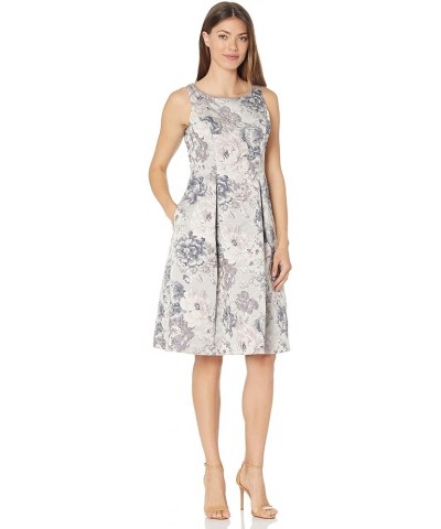 Women's Floral Jacquard Fit and Flare Silver Multi $38.12 Dresses