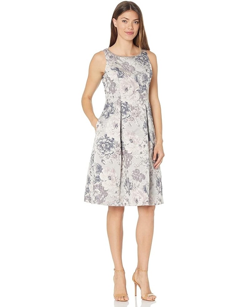 Women's Floral Jacquard Fit and Flare Silver Multi $38.12 Dresses