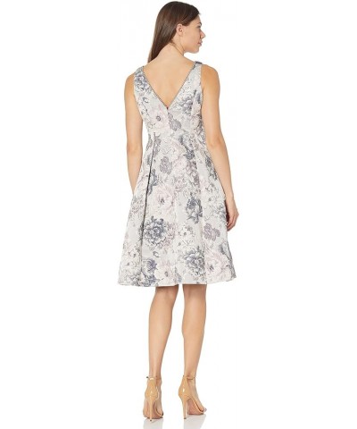 Women's Floral Jacquard Fit and Flare Silver Multi $38.12 Dresses