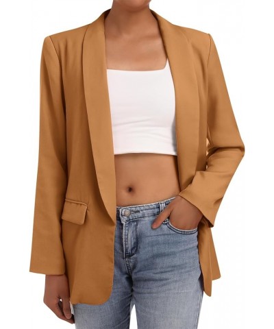 Womens Casual Blazers Long Sleeve Open Front Fitted Blazer Work Office Blazers Jackets with Pockets Brown $22.79 Blazers