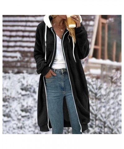 Fleece Pullover Hooded Women Oversized Loose Black of Friday Deal Tail Button Winter Warm Coat Fashion Jacket 111-black $9.14...