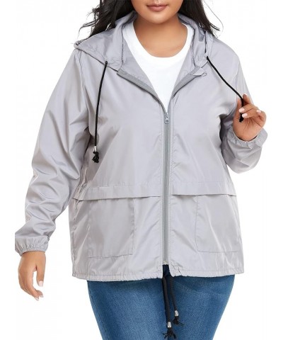 Plus Size Rain Jackets for Women Waterproof Windbreaker Jacket Women's Raincoats with Hood Lightweight Packable Grey $17.38 C...