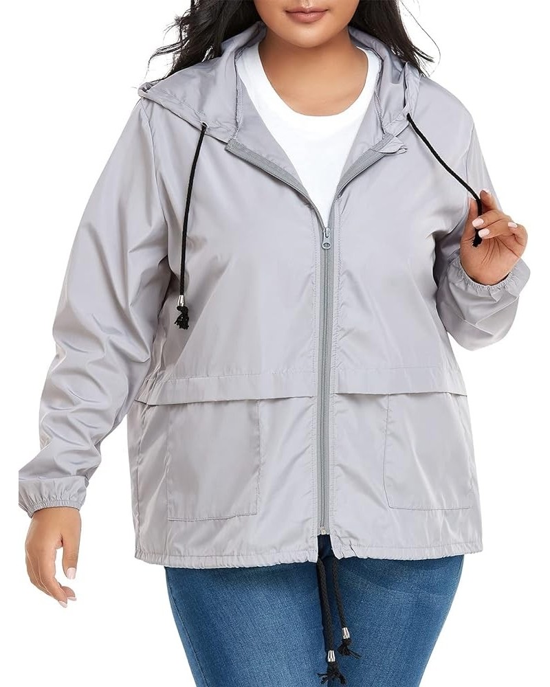 Plus Size Rain Jackets for Women Waterproof Windbreaker Jacket Women's Raincoats with Hood Lightweight Packable Grey $17.38 C...