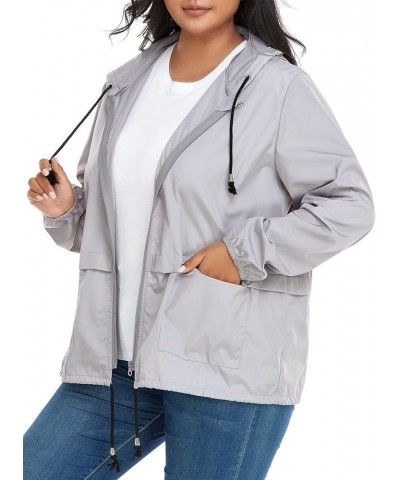 Plus Size Rain Jackets for Women Waterproof Windbreaker Jacket Women's Raincoats with Hood Lightweight Packable Grey $17.38 C...