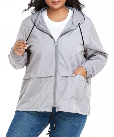 Plus Size Rain Jackets for Women Waterproof Windbreaker Jacket Women's Raincoats with Hood Lightweight Packable Grey $17.38 C...