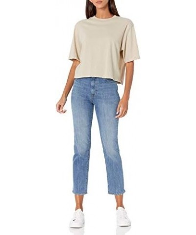 Women's Sydney Short-Sleeve Cropped Crewneck T-Shirt Sand $9.18 T-Shirts