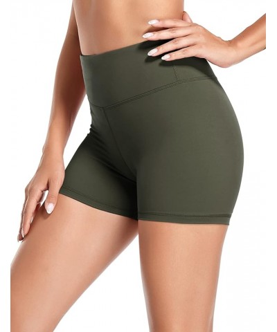 Biker Shorts for Women High Waist 4" Workout Yoga Tummy Control Compression Running Shorts with Inner Pocket Army Green $9.80...