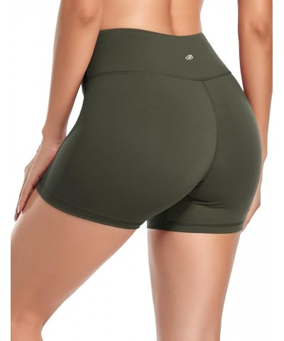 Biker Shorts for Women High Waist 4" Workout Yoga Tummy Control Compression Running Shorts with Inner Pocket Army Green $9.80...