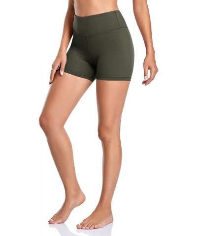 Biker Shorts for Women High Waist 4" Workout Yoga Tummy Control Compression Running Shorts with Inner Pocket Army Green $9.80...