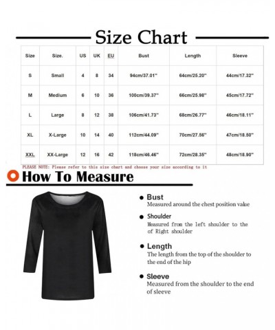 Womens 3/4 Sleeve Tops 2024 Crewneck Graphic Tees Loose Fit Tunic Casual Shirts Soft Trendy Blouses Spring Summer Tshirt A07-...