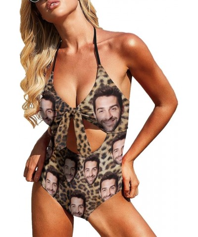 Custom Face Swimsuits Personalized Swimsuits with Face Photo Customized Picture Bathing Suits for Women-5 Style 07-leopard Pr...