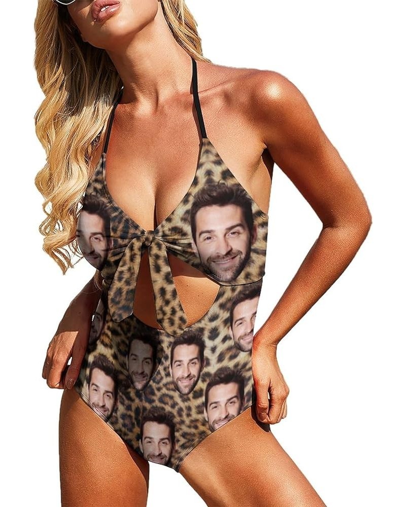 Custom Face Swimsuits Personalized Swimsuits with Face Photo Customized Picture Bathing Suits for Women-5 Style 07-leopard Pr...