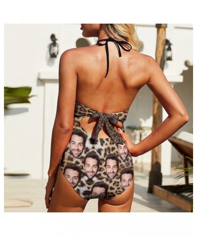 Custom Face Swimsuits Personalized Swimsuits with Face Photo Customized Picture Bathing Suits for Women-5 Style 07-leopard Pr...