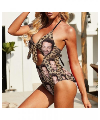 Custom Face Swimsuits Personalized Swimsuits with Face Photo Customized Picture Bathing Suits for Women-5 Style 07-leopard Pr...