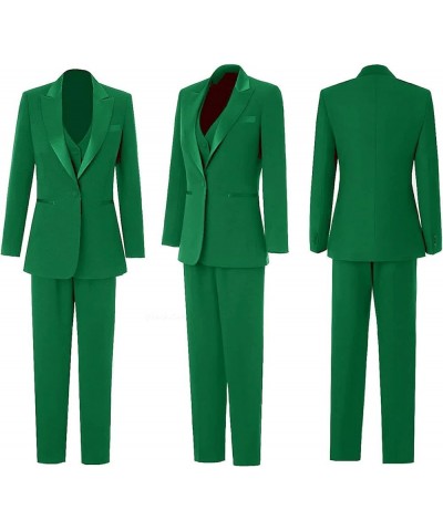 3 Piece Slim Fit Women's Suits, Casual Office Lady Notch Lapel Single Breasted Business Suit Set (Blazer+ Pant+ Vest) Light G...