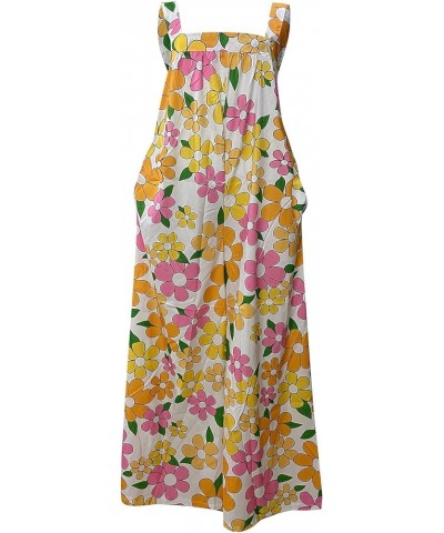 Flowy Jumpsuits for Women Wide Leg Loose Fit Boho Overalls Floral Print Spaghetti Strap Casual Summer Rompers 4 Yellow $8.91 ...