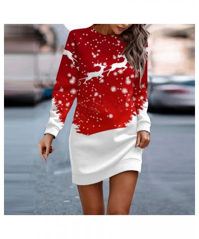 Christmas Dress for Women 2023 Long Sleeve Oversized Sweatshirt Crewneck Funny Party Sweater Dress 1-deep Red $10.29 Activewear