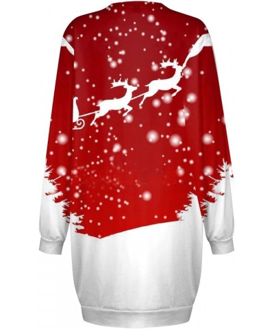 Christmas Dress for Women 2023 Long Sleeve Oversized Sweatshirt Crewneck Funny Party Sweater Dress 1-deep Red $10.29 Activewear